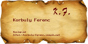 Korbuly Ferenc névjegykártya